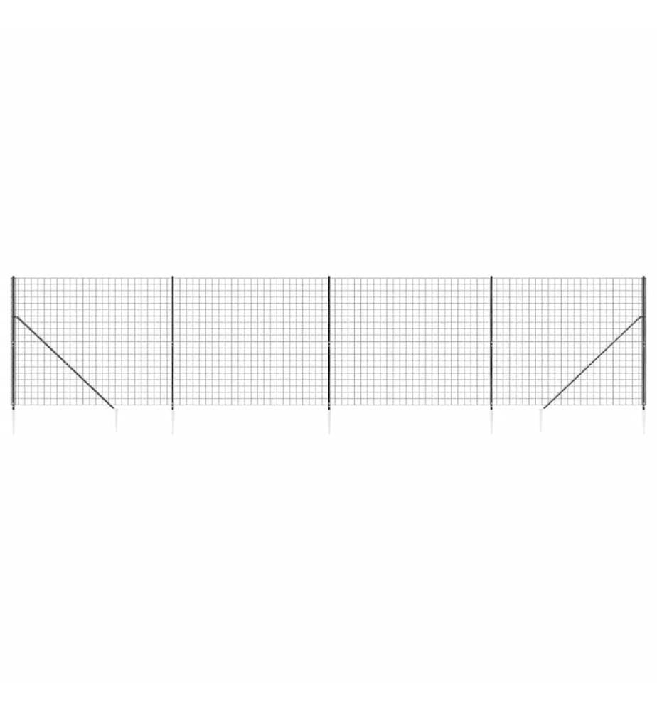 Clôture en treillis métallique et ancrage anthracite 1,4x10 m