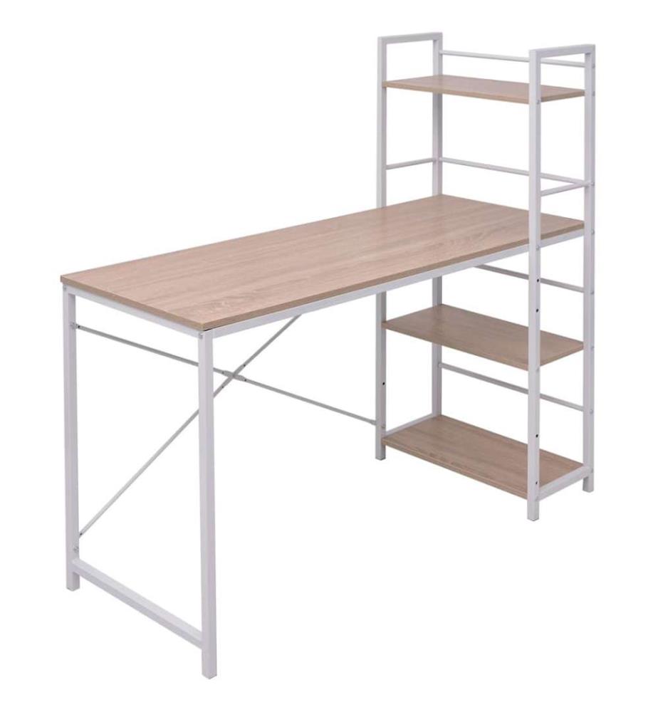 Bureau avec bibliothèque à 4 niveaux chêne