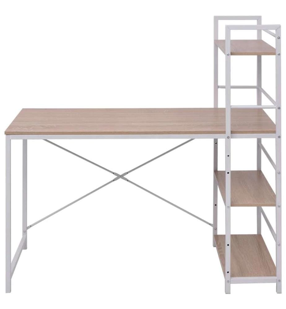 Bureau avec bibliothèque à 4 niveaux chêne