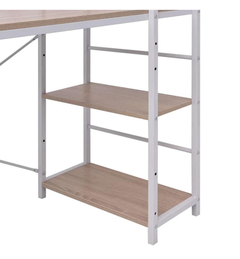 Bureau avec bibliothèque à 4 niveaux chêne