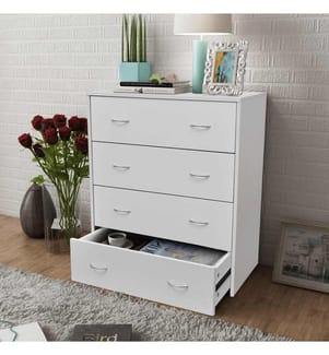 Kommode mit 4 Schubladen 60×30,5×71 cm Weiss