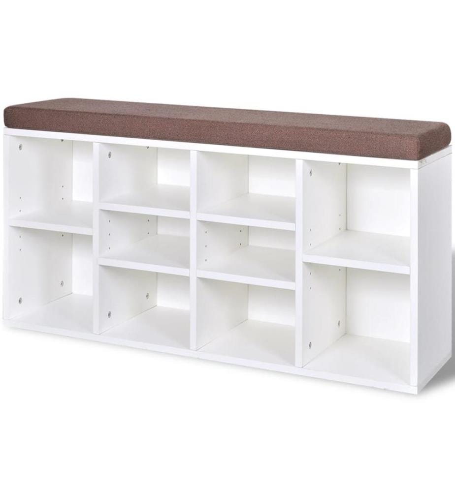 Schuhschrank Schuhbank Sitzbank 10 Fächer weiss