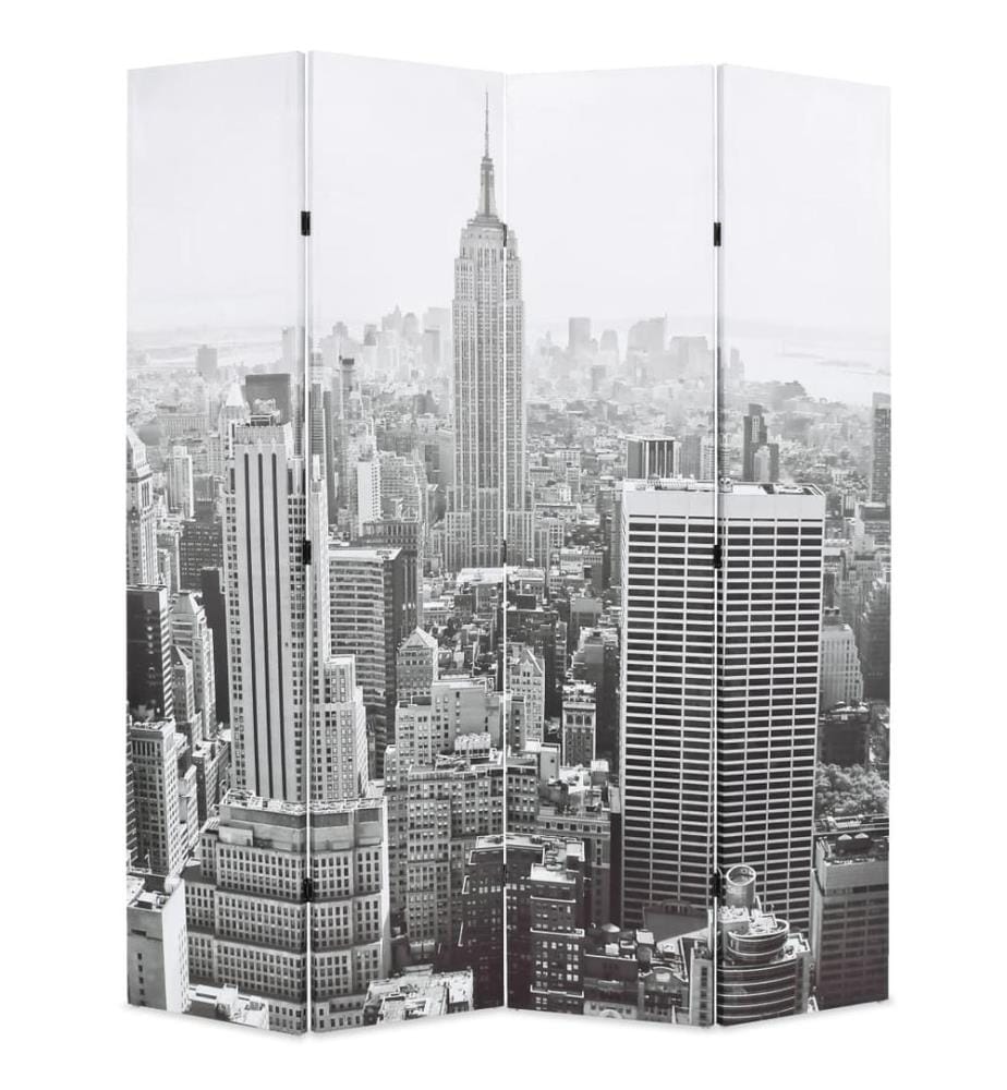 Cloison de séparation pliable 160x170 cm New York Noir et blanc