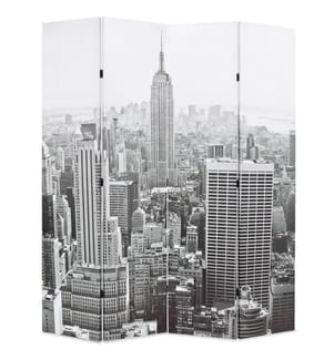 Cloison de séparation pliable 160x170 cm New York Noir et blanc