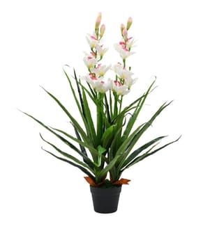 Künstliche Cymbidium Orchideenpflanze mit Topf 100 cm Grün