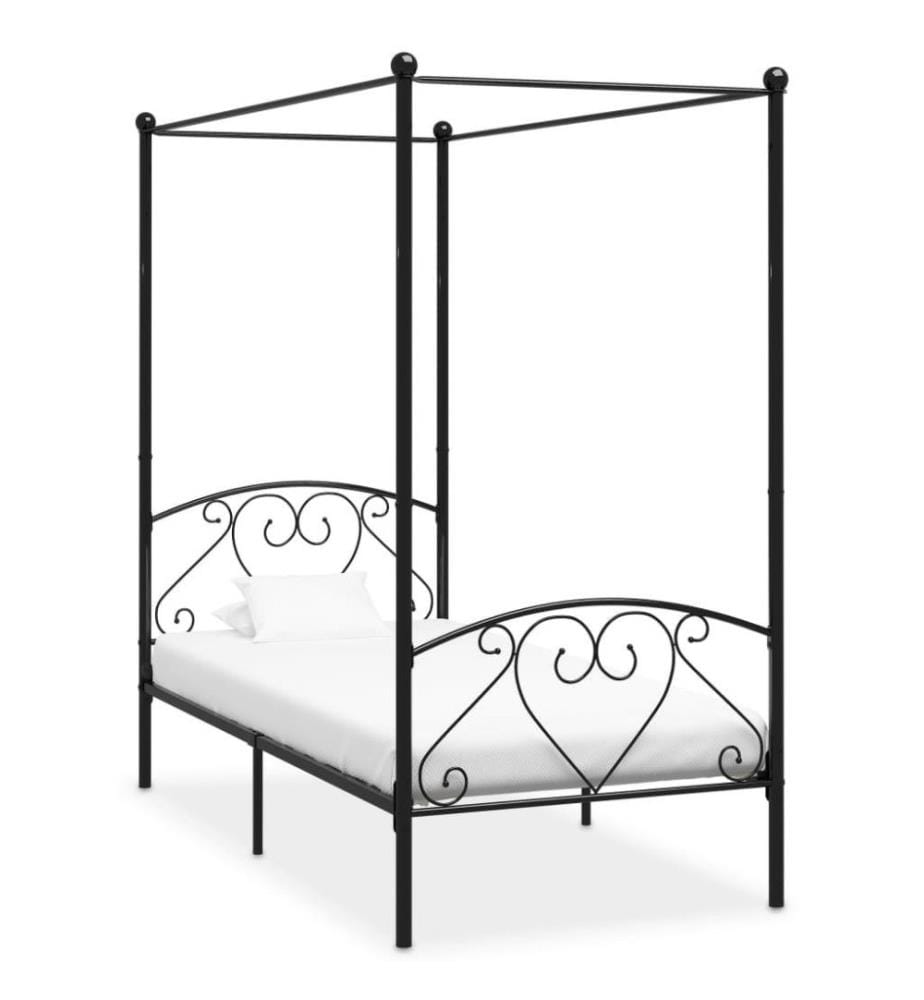 Himmelbett-Gestell Schwarz Metall 120 x 200 cm