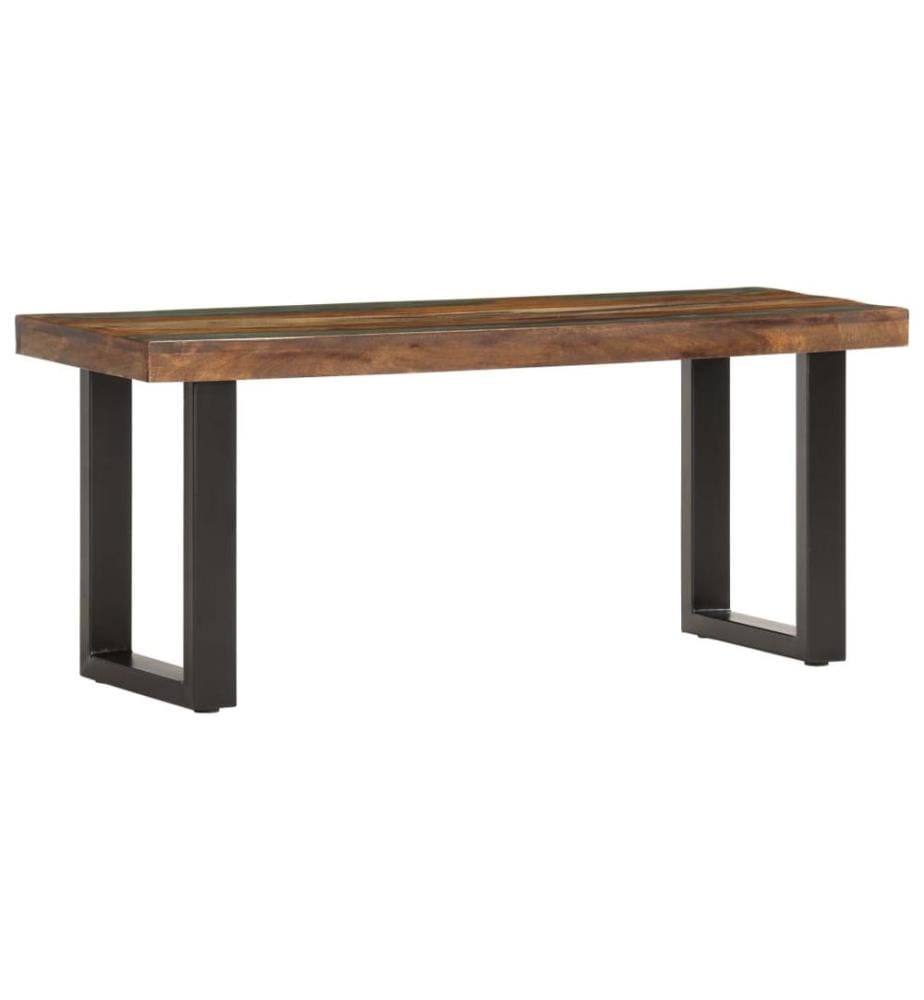 Banc 110 cm Bois de récupération solide et acier