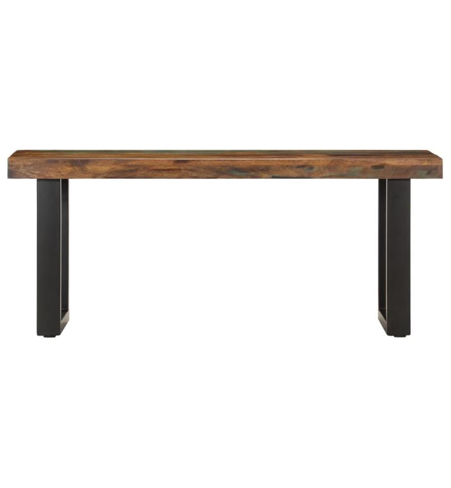 Banc 110 cm Bois de récupération solide et acier