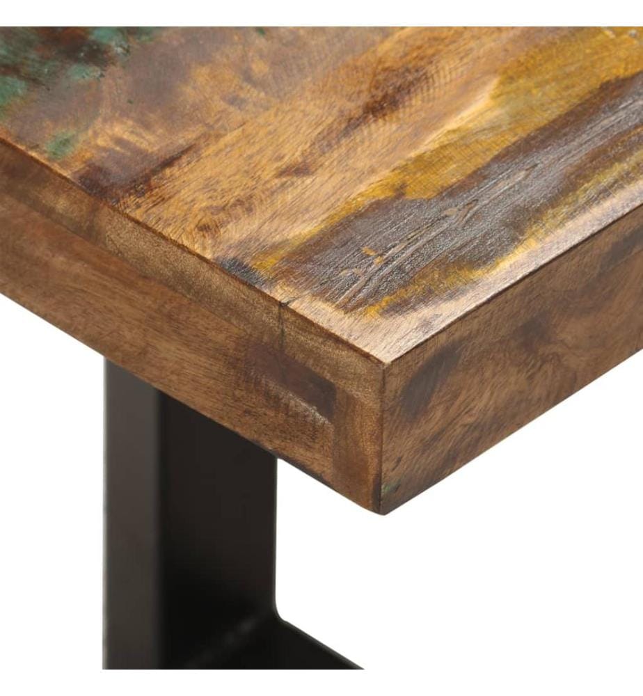 Banc 110 cm Bois de récupération solide et acier