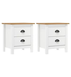 Tables de chevet Hill 2 pcs Blanc 46x35x49,5 cm Bois pin solide