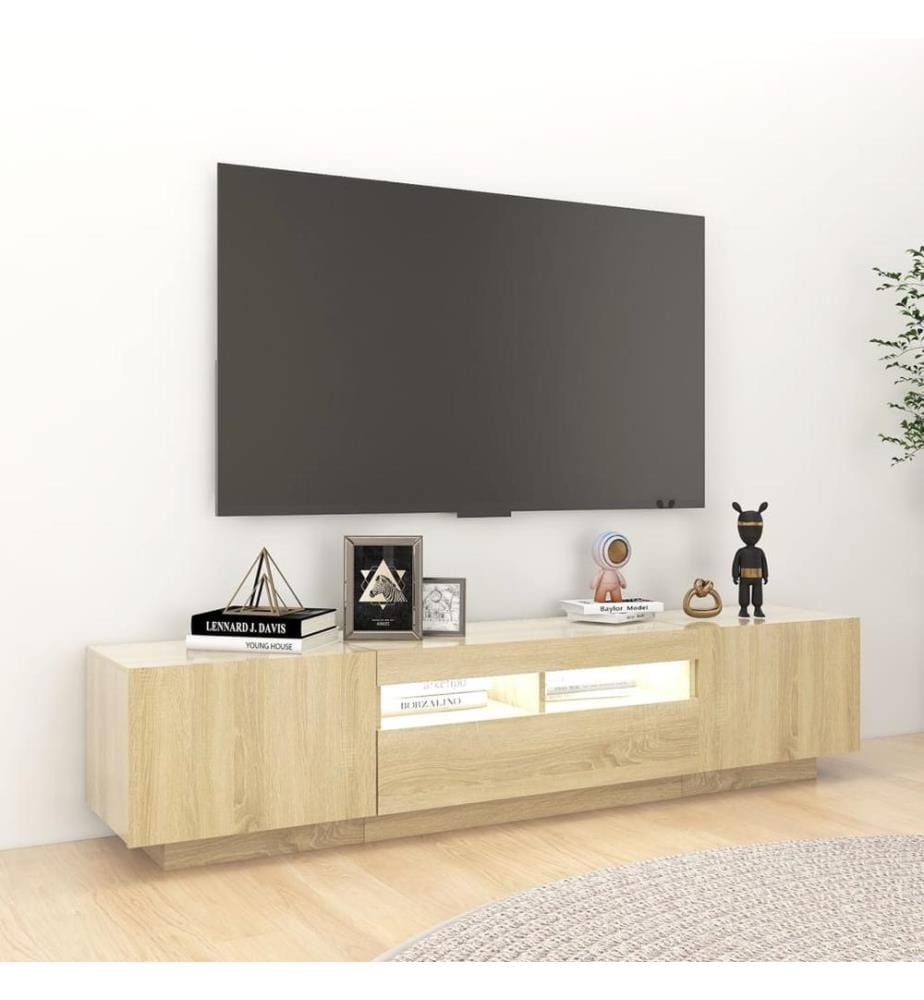 TV-Schrank mit LED-Leuchten Sonoma-Eiche 180x35x40 cm