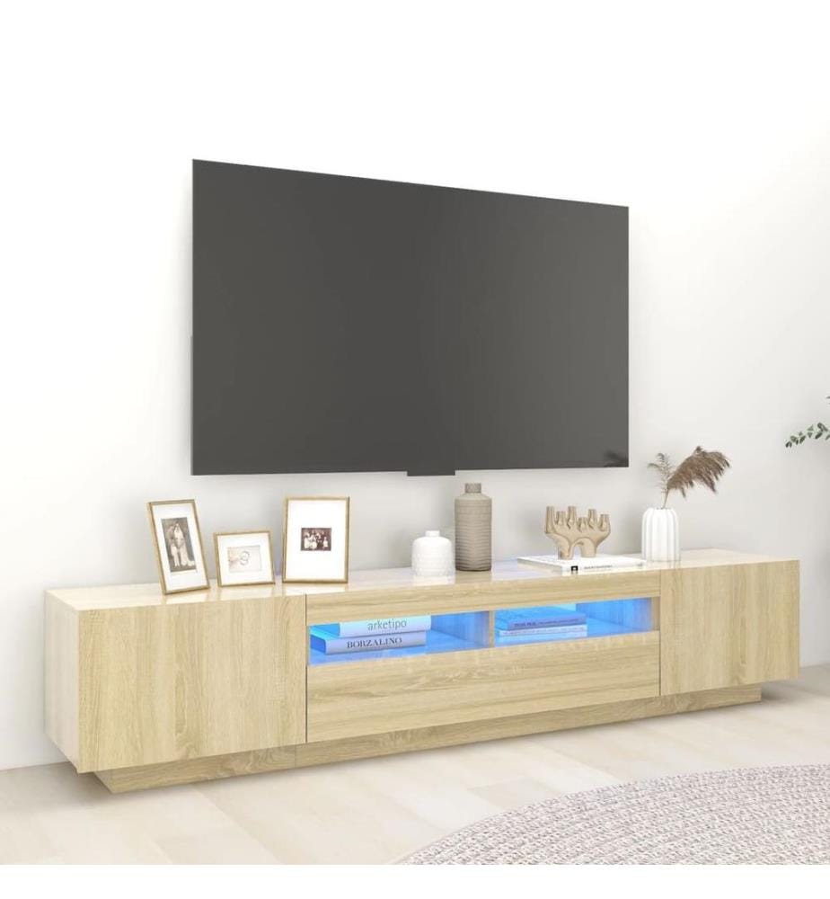 TV-Schrank mit LED-Leuchten Sonoma-Eiche 200x35x40 cm