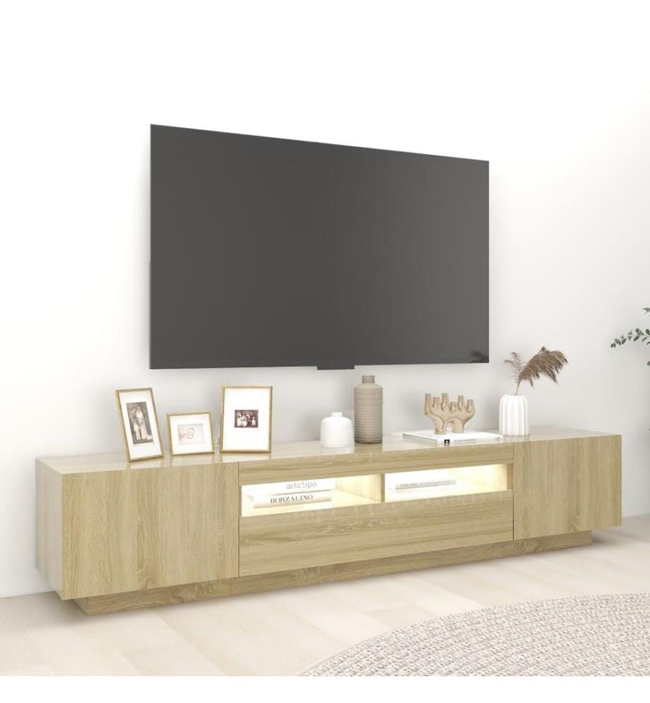TV-Schrank mit LED-Leuchten Sonoma-Eiche 200x35x40 cm