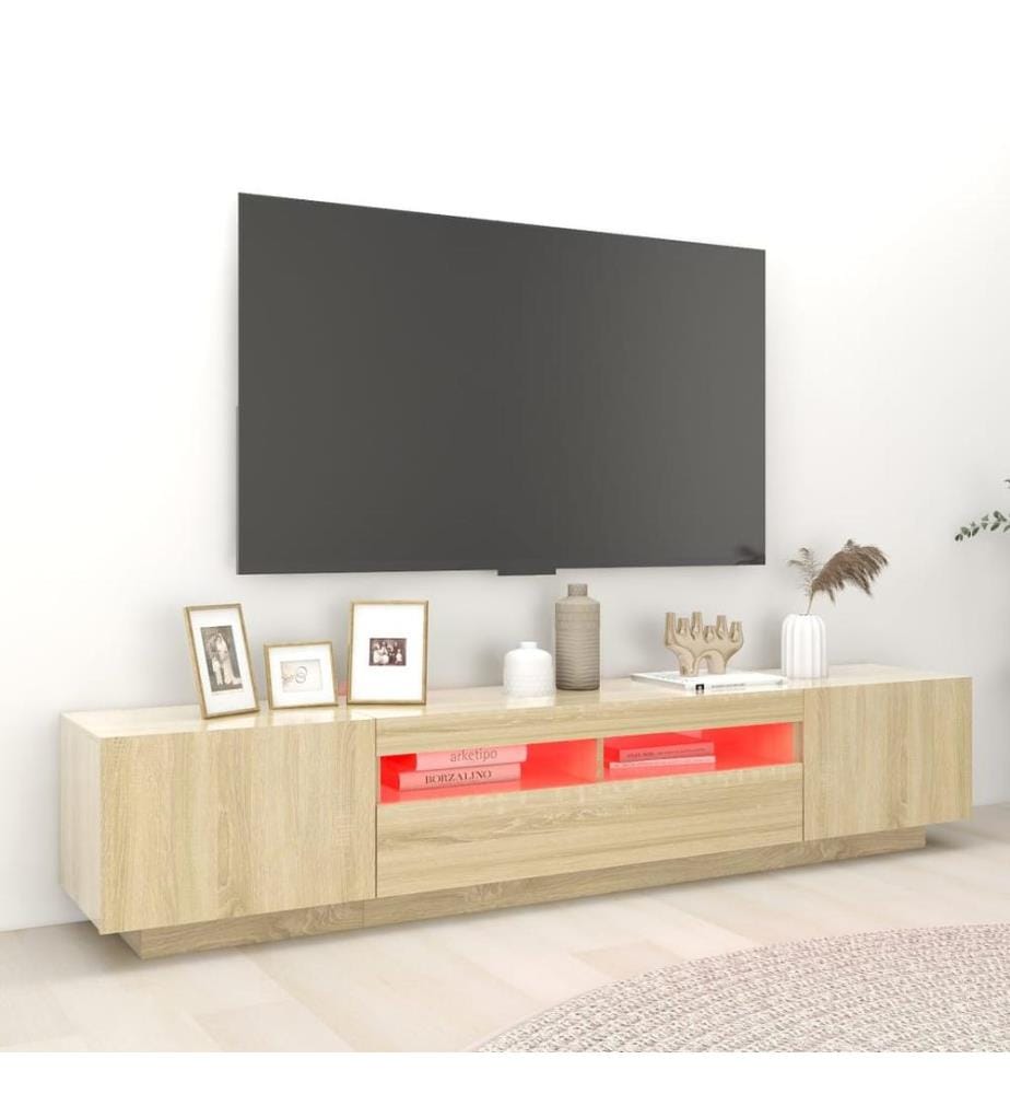 TV-Schrank mit LED-Leuchten Sonoma-Eiche 200x35x40 cm