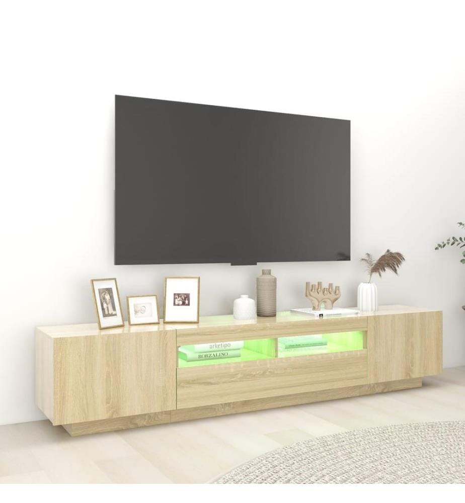 TV-Schrank mit LED-Leuchten Sonoma-Eiche 200x35x40 cm