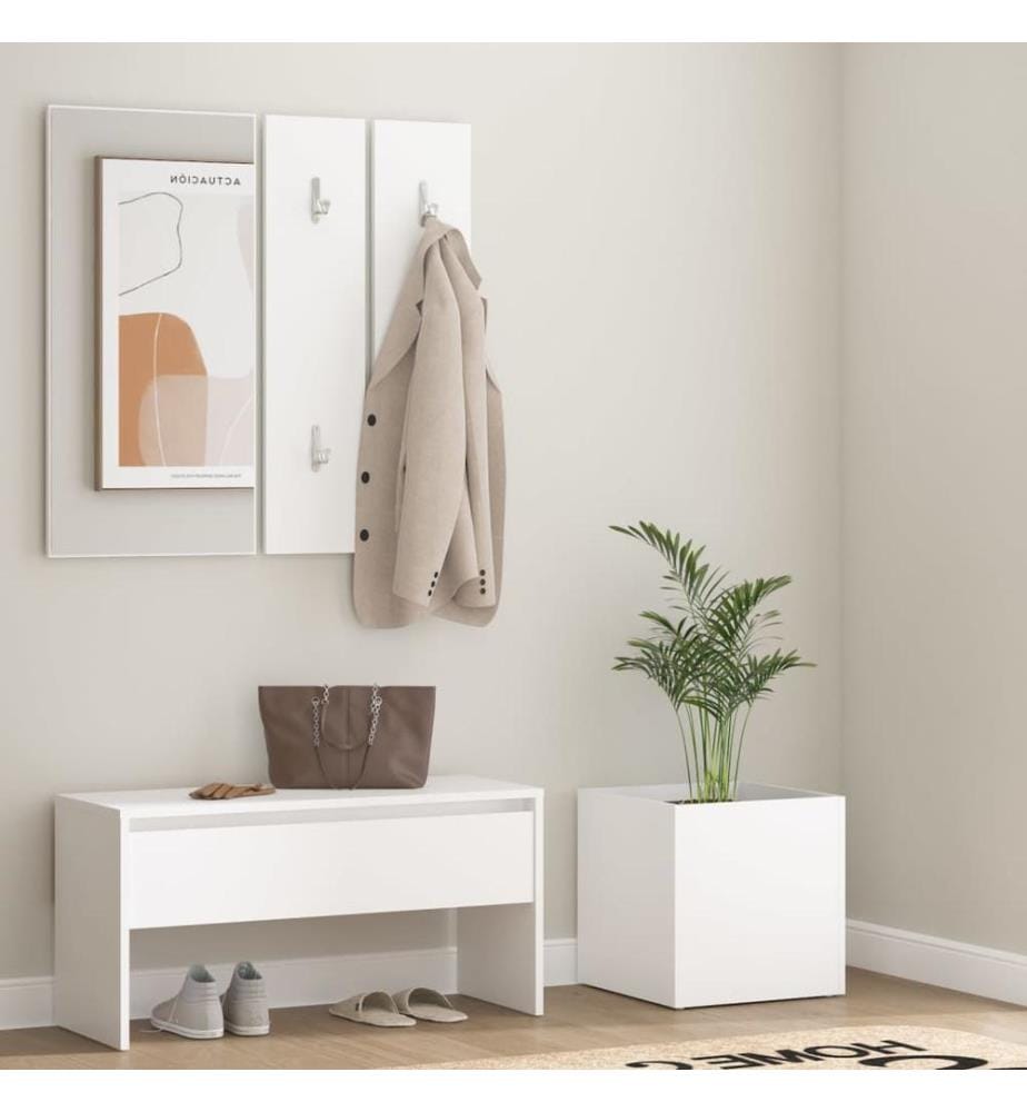 Garderoben-Set Weiss Holzwerkstoff
