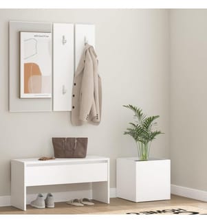 Garderoben-Set Weiss Holzwerkstoff