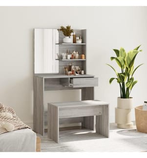 Schminktisch-Set Grau Sonoma 74,5x40x141 cm