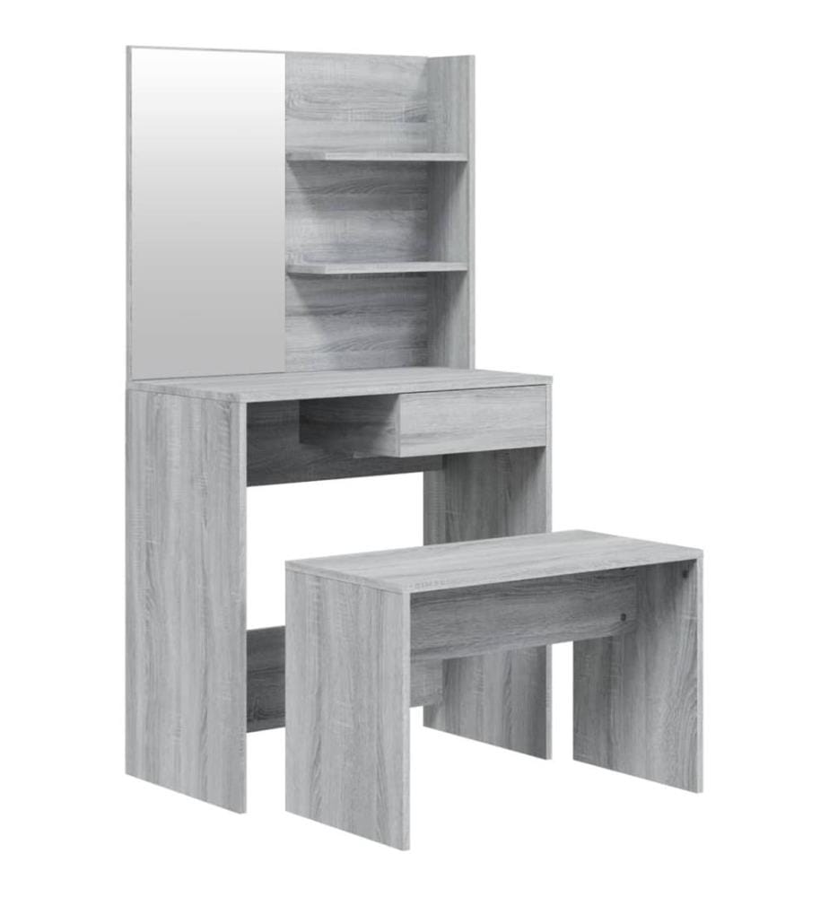 Schminktisch-Set Grau Sonoma 74,5x40x141 cm