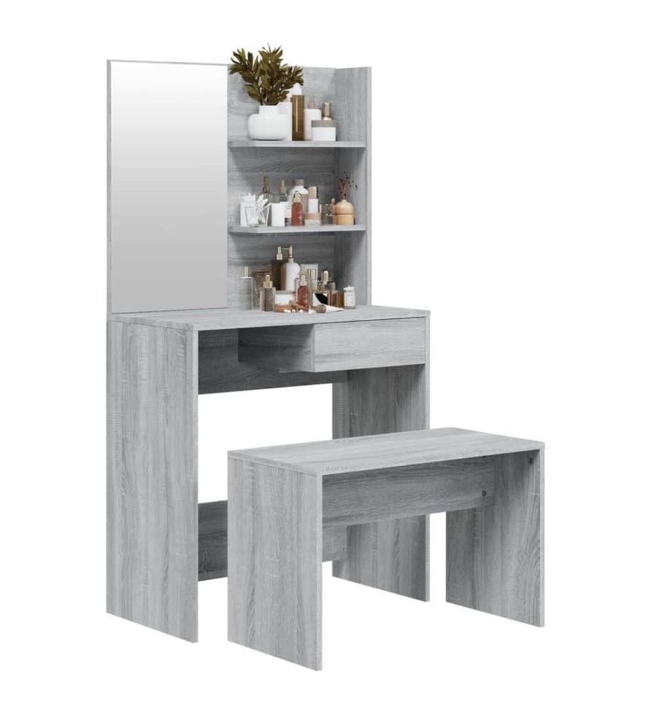 Schminktisch-Set Grau Sonoma 74,5x40x141 cm