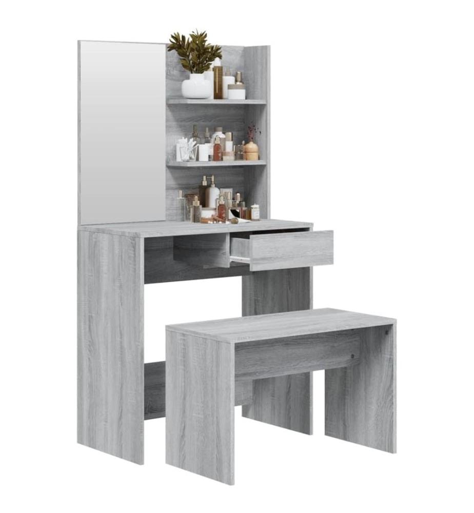 Schminktisch-Set Grau Sonoma 74,5x40x141 cm
