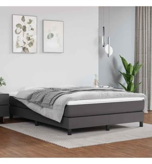 Boxspringbett Grau 140x190 cm Kunstleder