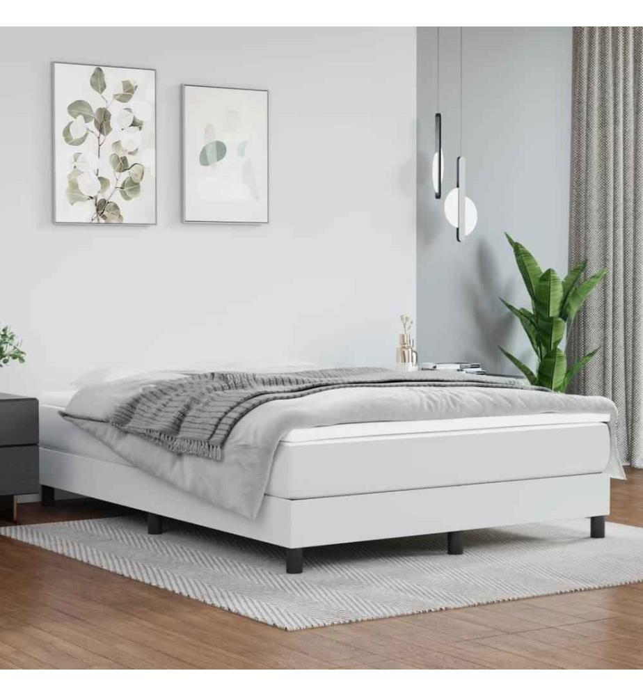 Boxspringbett Weiss 140x200 cm Kunstleder