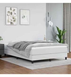 Boxspringbett Weiss 140x200 cm Kunstleder