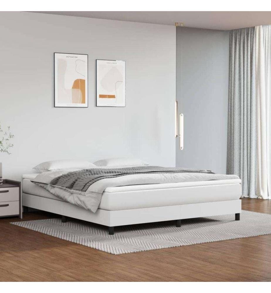 Boxspringbett Weiss 160x200 cm Kunstleder