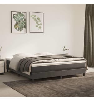 Sommier à ressorts de lit Gris foncé 180x200 cm Velours