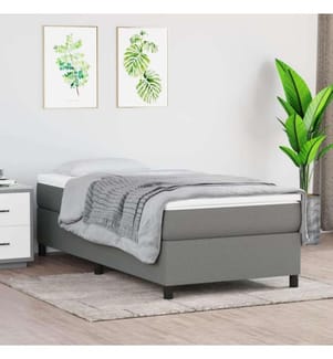 Sommier à ressorts de lit Gris foncé 100x200 cm Tissu