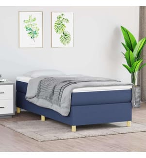 Sommier à ressorts de lit Bleu 90x200 cm Tissu
