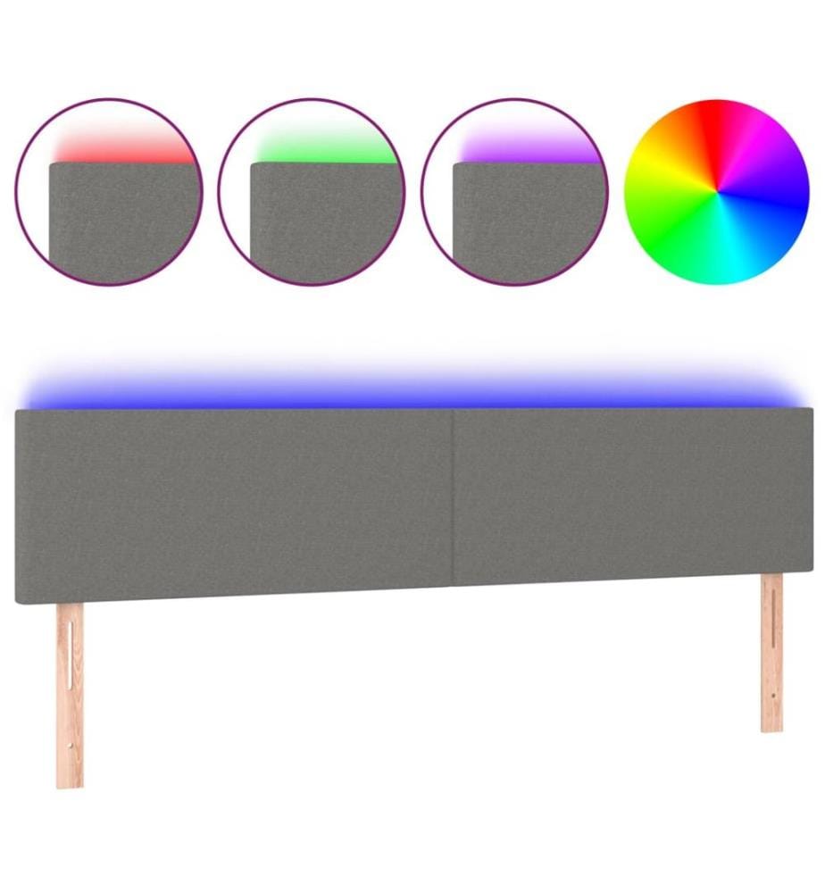 LED Kopfteil Dunkelgrau 160x5x78/88 cm Stoff