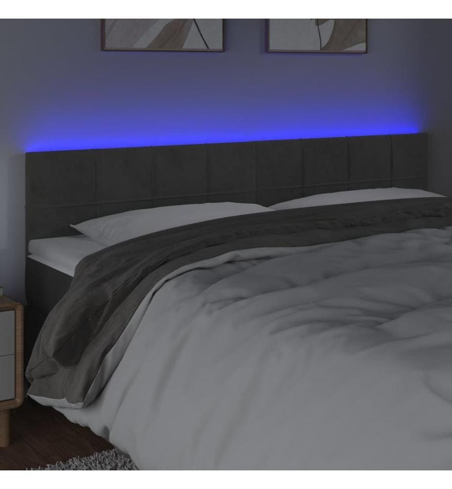 LED Kopfteil Dunkelgrau 160x5x78/88 cm Samt