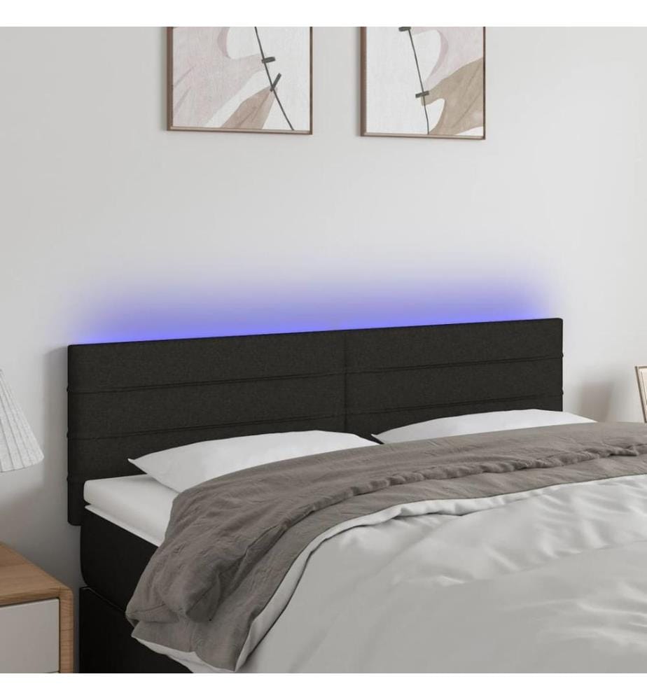 LED Kopfteil Schwarz 144x5x78/88 cm Stoff