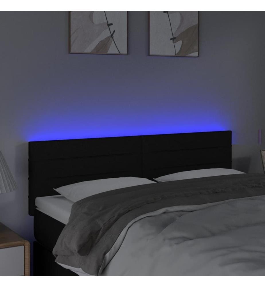 LED Kopfteil Schwarz 144x5x78/88 cm Stoff