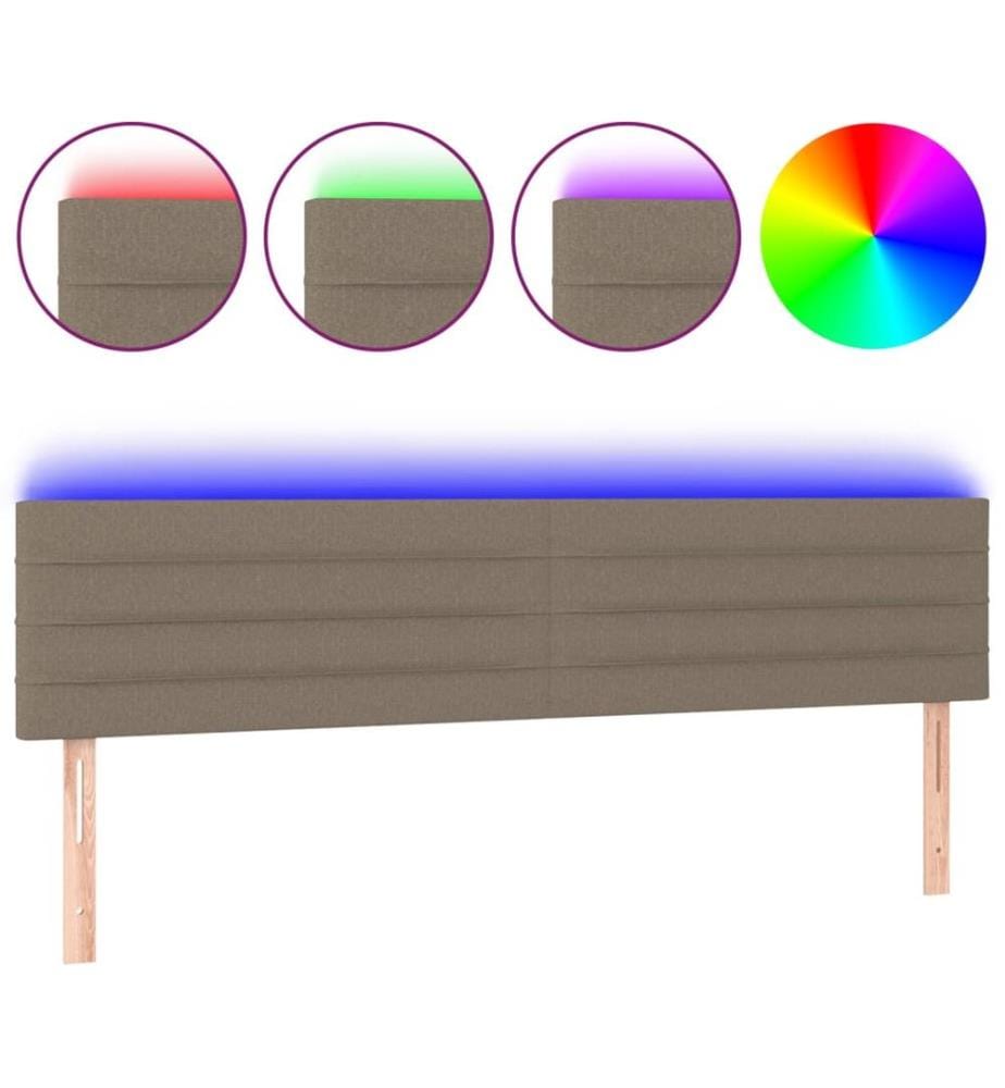LED Kopfteil Taupe 160x5x78/88 cm Stoff