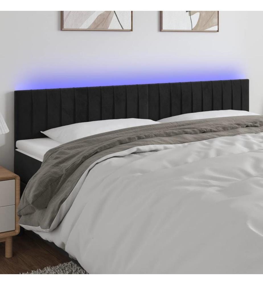 LED Kopfteil Schwarz 160x5x78/88 cm Samt