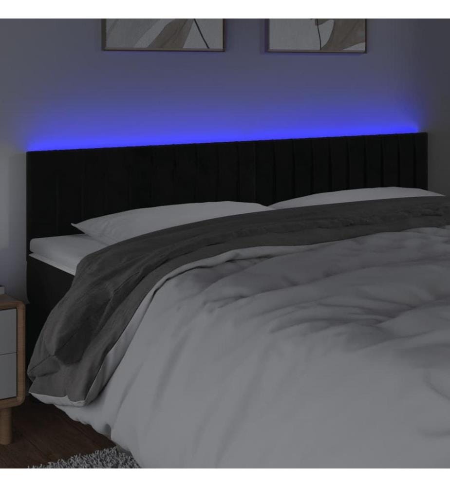 LED Kopfteil Schwarz 160x5x78/88 cm Samt
