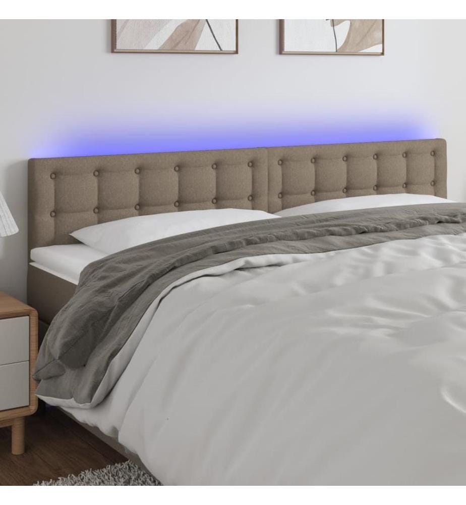 LED Kopfteil Taupe 180x5x78/88 cm Stoff