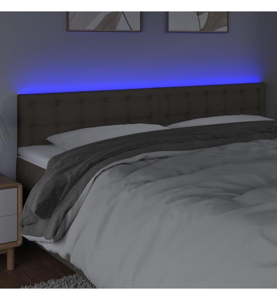 LED Kopfteil Taupe 180x5x78/88 cm Stoff