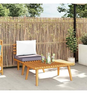 2-tlg. Garten-Lounge-Set mit Kissen Massivholz Akazie