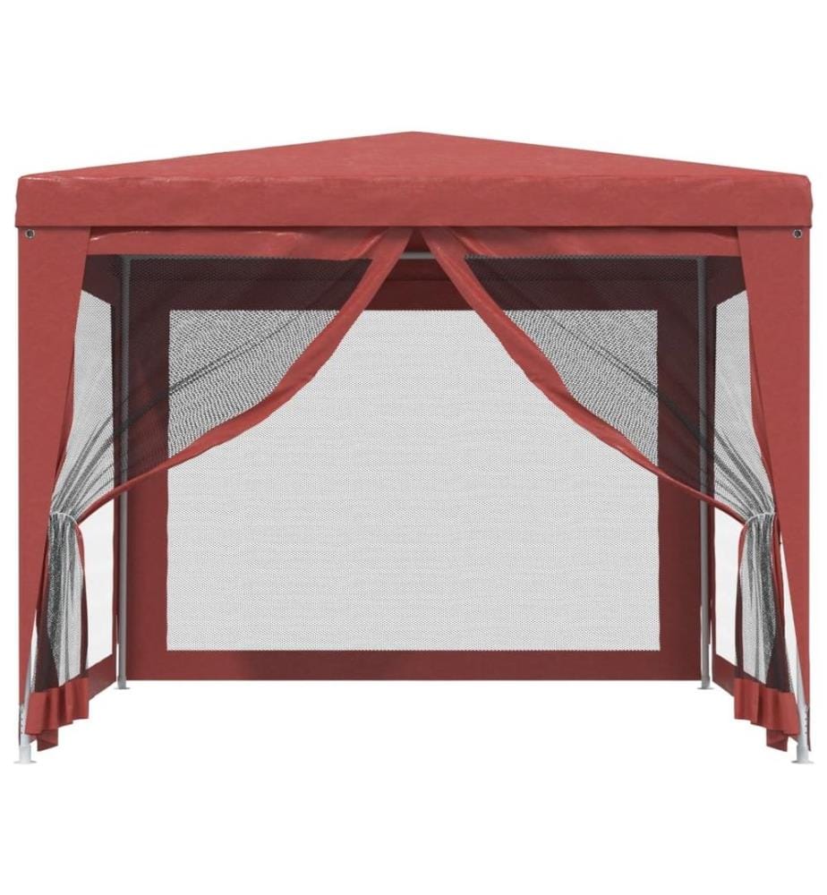 Partyzelt mit 4 Mesh-Seitenwänden Rot 3x3 m HDPE
