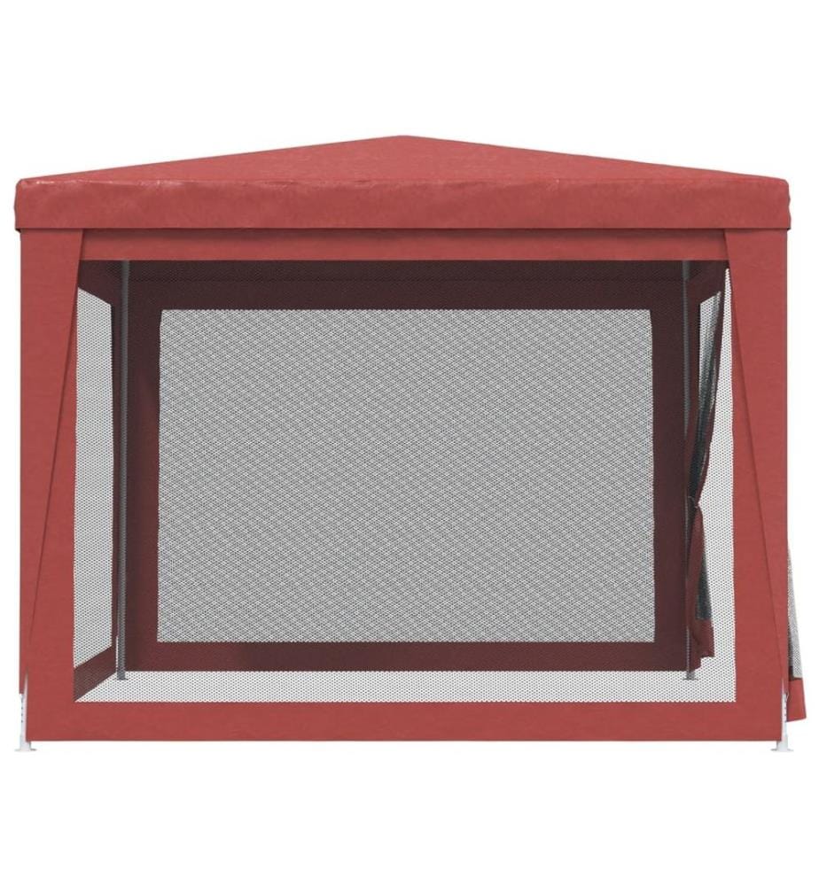Partyzelt mit 4 Mesh-Seitenwänden Rot 3x3 m HDPE