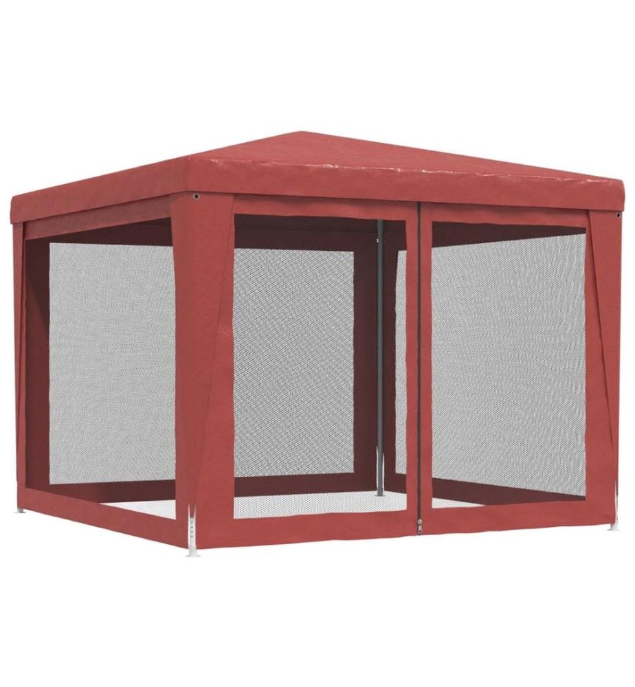 Partyzelt mit 4 Mesh-Seitenwänden Rot 3x3 m HDPE