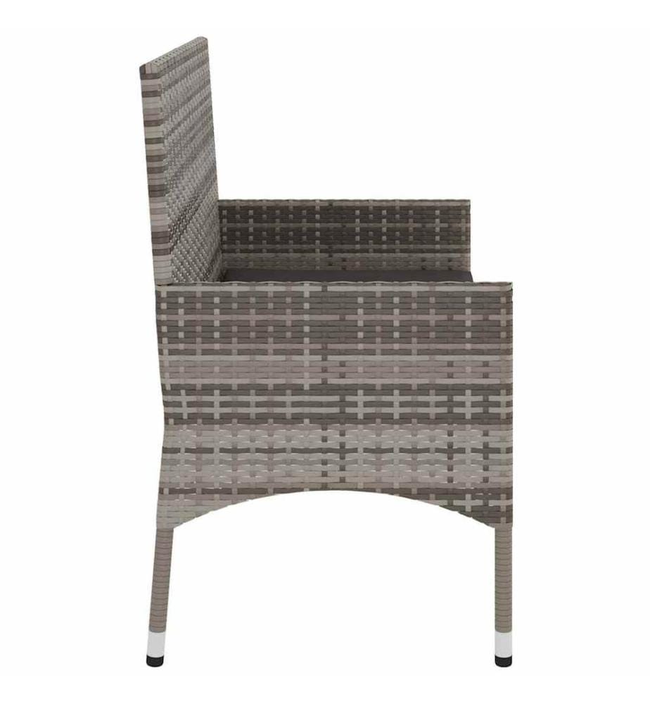 Gartenbank 2-Sitzer mit Kissen Grau Poly Rattan