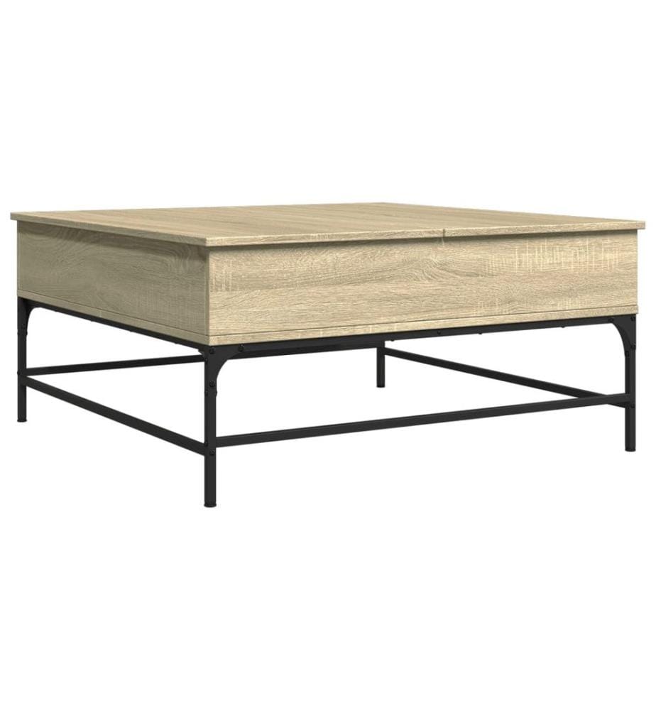Table basse chêne sonoma 95x95x45 cm bois d'ingénierie et métal