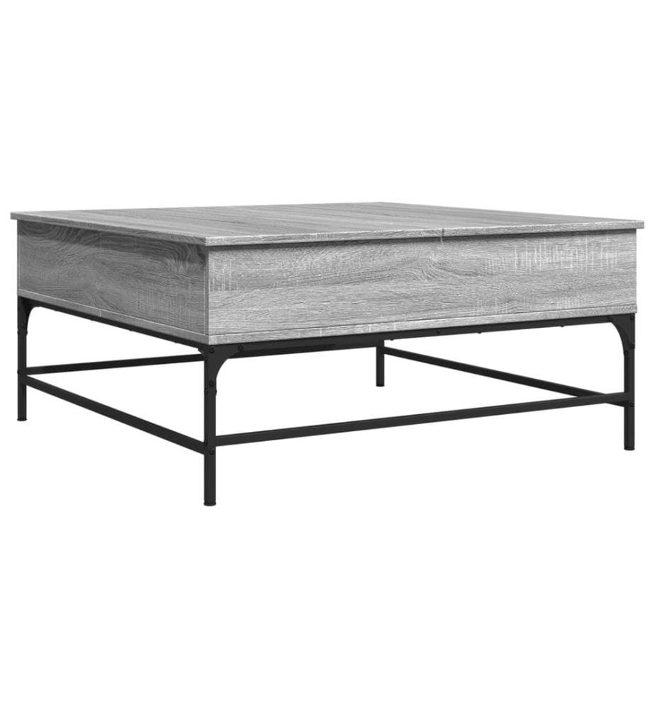 Table basse sonoma gris 95x95x45 cm bois d'ingénierie et métal