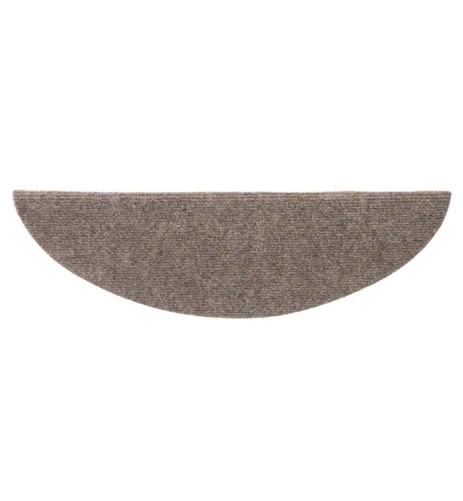 Tapis d'escalier auto-adhésifs 15 pièces 65 x 21 x 4 cm Beige Demi-rond Grand