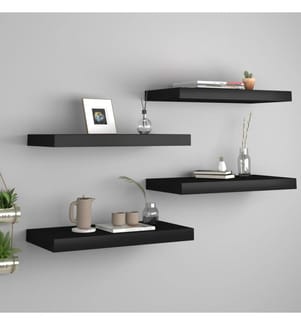 Étagères murales flottantes 4 pcs noir 50x23x3,8 cm MDF
